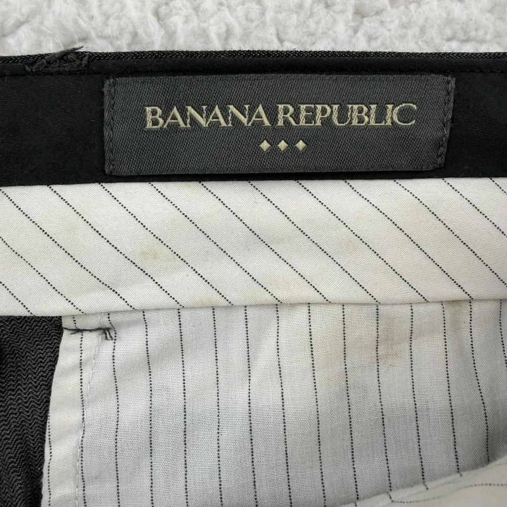 Banana Republic Dress Pants Mens 33x32 Gray Regular Fit Herringbone Stretch